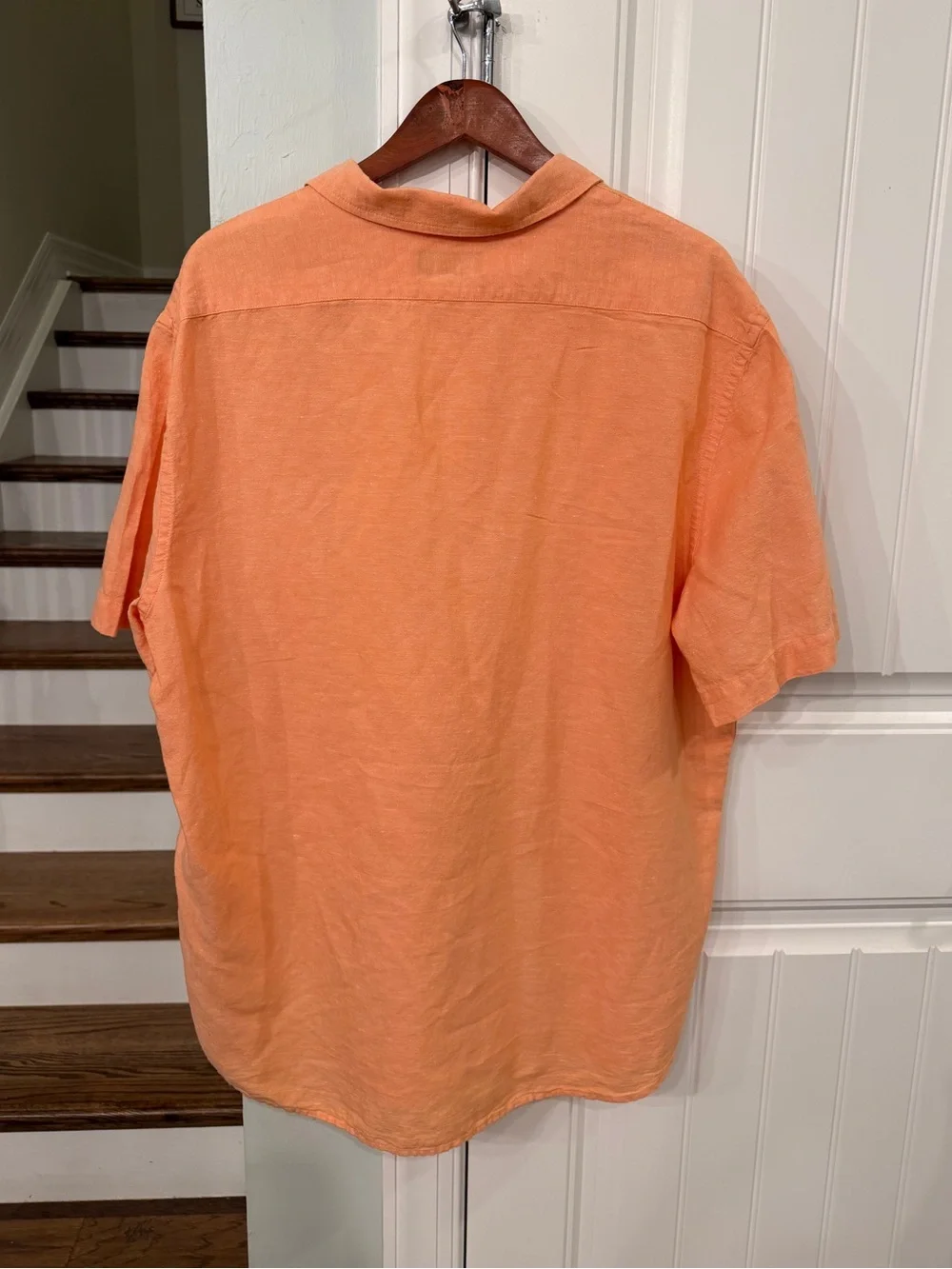 Banana Republic XXL Tall Linen Blend Short Sleeve Button Up Shirt Orange